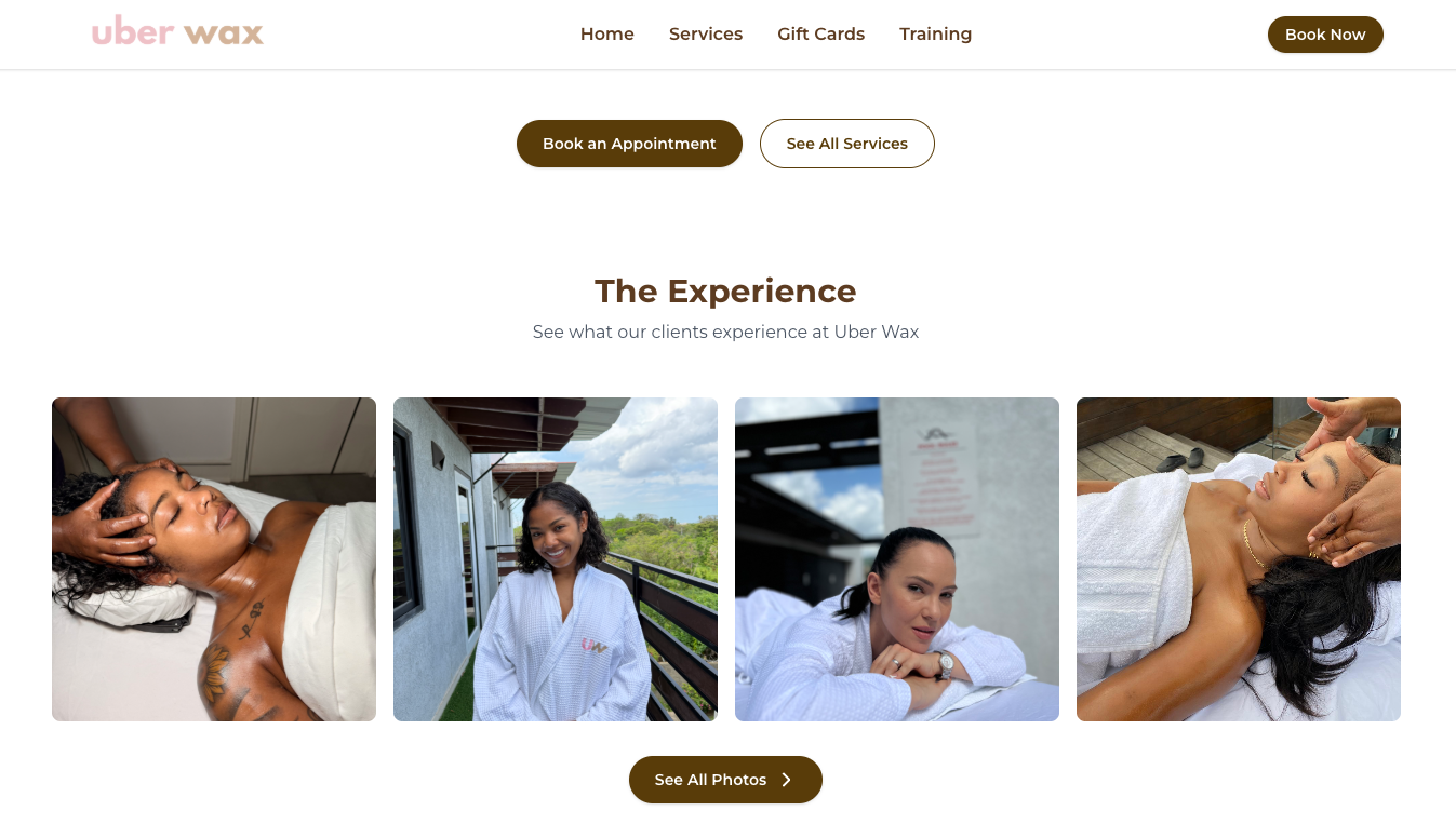 Uber Wax responsive website designed by ThinkBrite